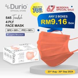 Durio 545 Trendish 4 Ply Surgical Face Mask - Neon Nude (40pcs)